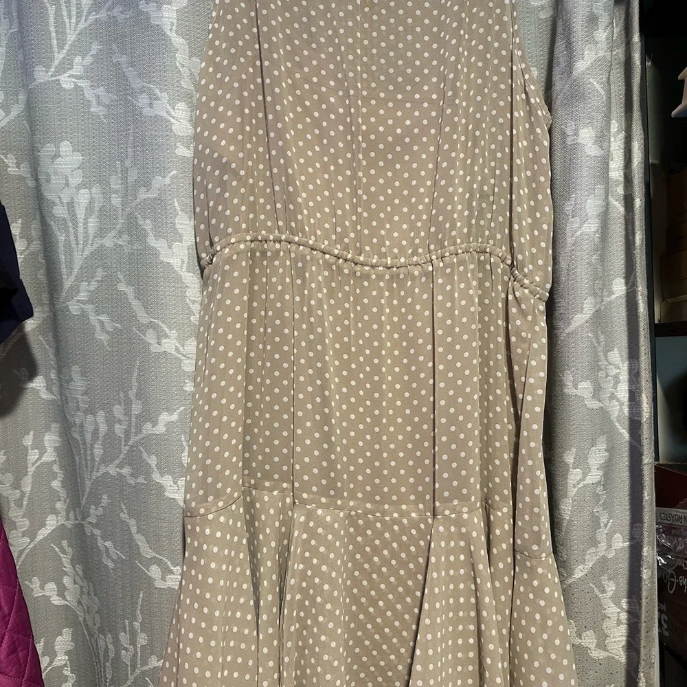 Tommy Hilfiger Beige Polka Dot Midi Dress - Picture 5 of 5